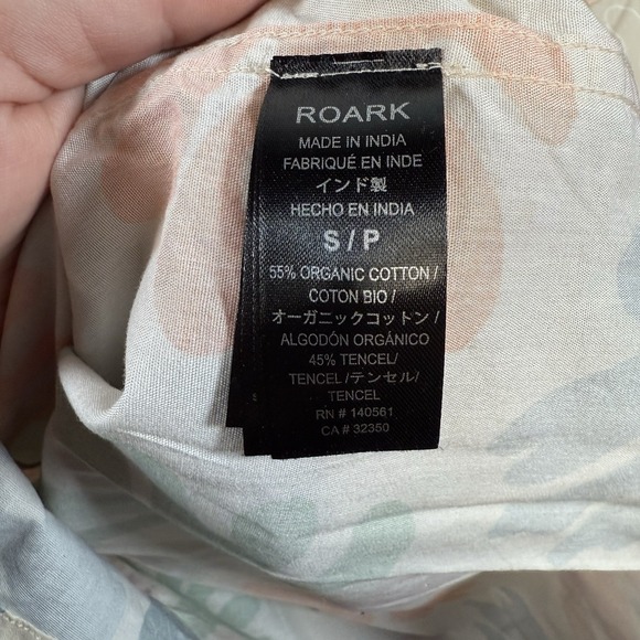 Roark Shirt Mens Small Journey Coral Reefer SS Woven Bone Tan Colorful Leaf New - Picture 8 of 11